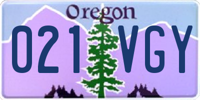 OR license plate 021VGY