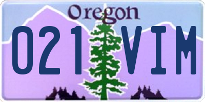 OR license plate 021VIM