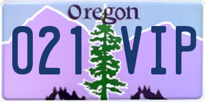 OR license plate 021VIP