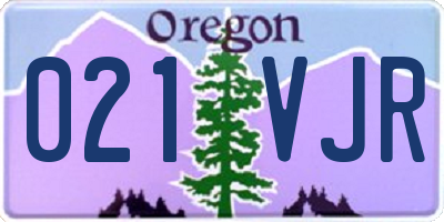 OR license plate 021VJR