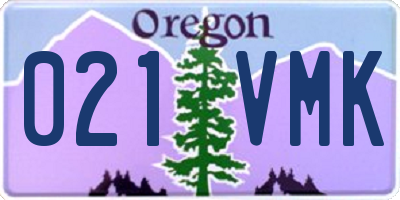 OR license plate 021VMK
