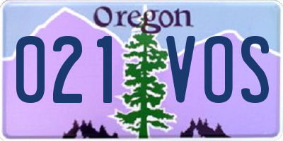 OR license plate 021VOS
