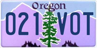 OR license plate 021VOT