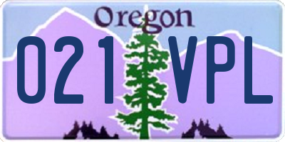 OR license plate 021VPL