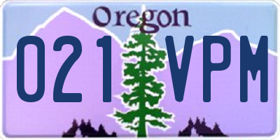 OR license plate 021VPM