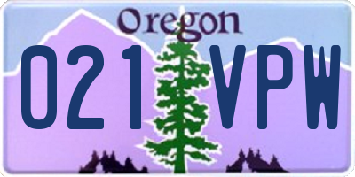 OR license plate 021VPW