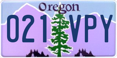 OR license plate 021VPY