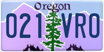 OR license plate 021VRO