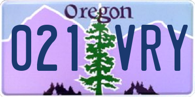 OR license plate 021VRY