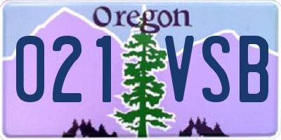 OR license plate 021VSB