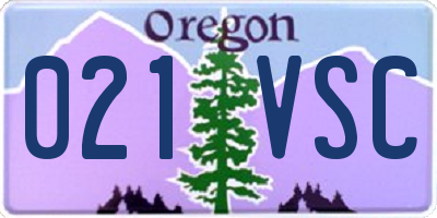 OR license plate 021VSC