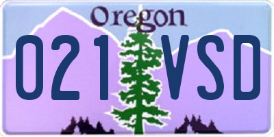 OR license plate 021VSD