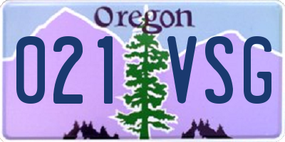 OR license plate 021VSG