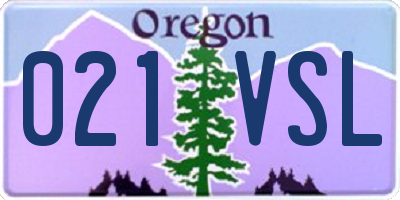 OR license plate 021VSL