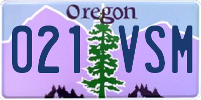 OR license plate 021VSM