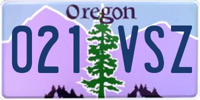 OR license plate 021VSZ