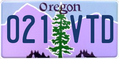 OR license plate 021VTD