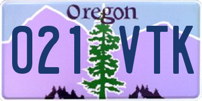 OR license plate 021VTK