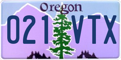 OR license plate 021VTX