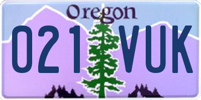 OR license plate 021VUK