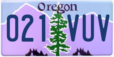 OR license plate 021VUV