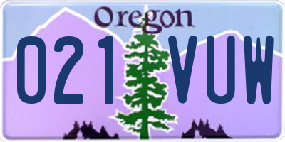 OR license plate 021VUW
