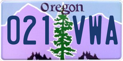 OR license plate 021VWA