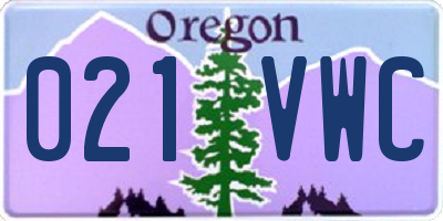 OR license plate 021VWC