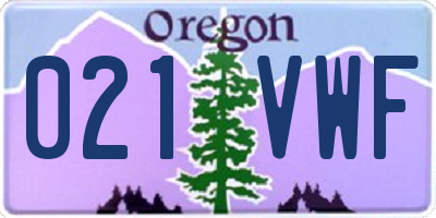 OR license plate 021VWF