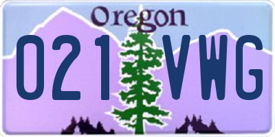 OR license plate 021VWG
