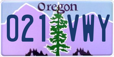 OR license plate 021VWY
