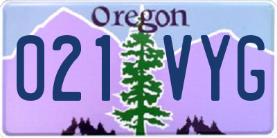 OR license plate 021VYG