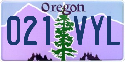 OR license plate 021VYL