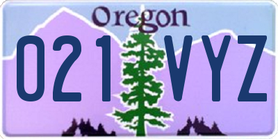 OR license plate 021VYZ