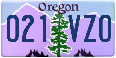 OR license plate 021VZO