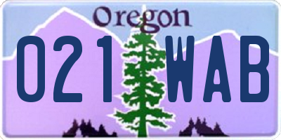 OR license plate 021WAB