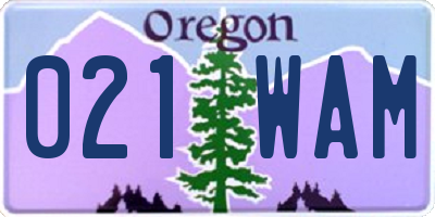 OR license plate 021WAM