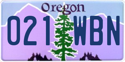 OR license plate 021WBN