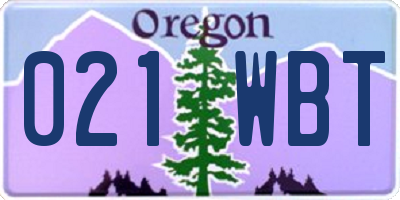 OR license plate 021WBT