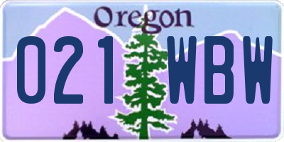 OR license plate 021WBW