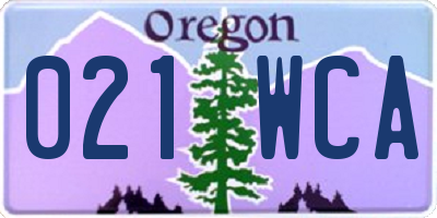 OR license plate 021WCA
