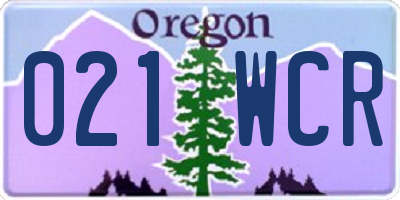 OR license plate 021WCR