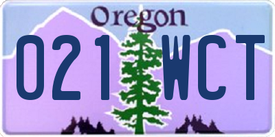 OR license plate 021WCT