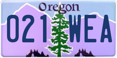 OR license plate 021WEA