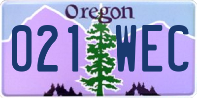 OR license plate 021WEC