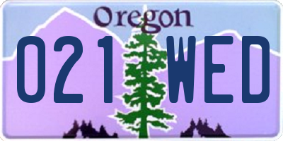 OR license plate 021WED