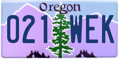 OR license plate 021WEK