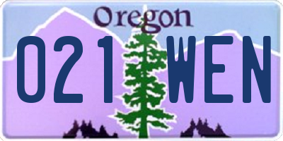 OR license plate 021WEN