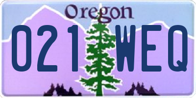OR license plate 021WEQ