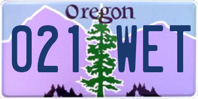 OR license plate 021WET
